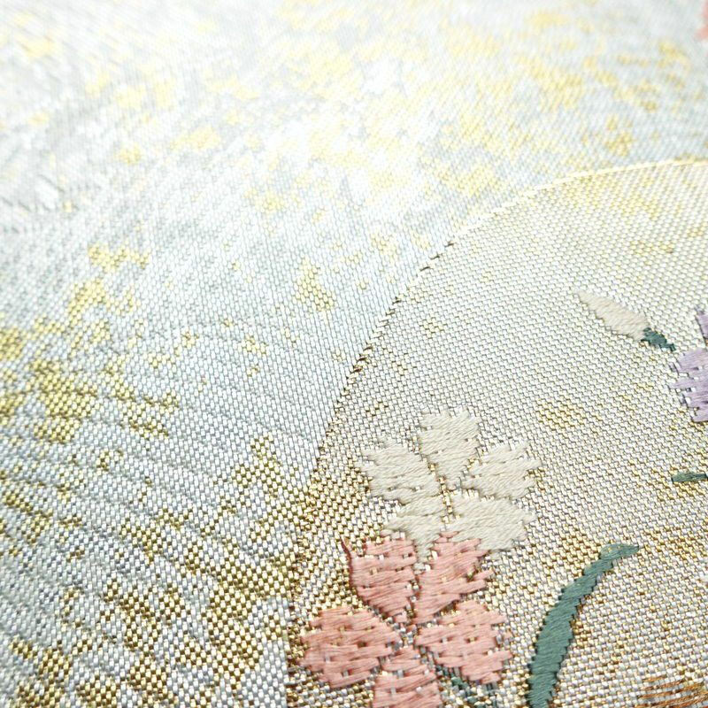 袋帯 琳派草花文 六通柄 フォーマル用 箔 正絹 古典柄 金・銀_画像6