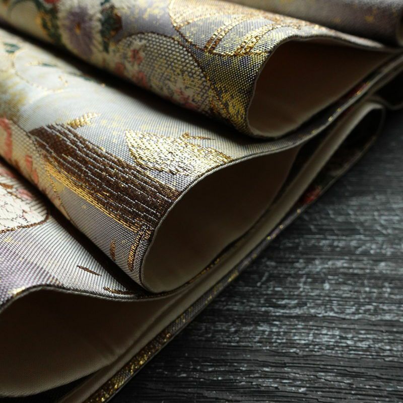 袋帯 琳派草花文 六通柄 フォーマル用 箔 正絹 古典柄 金・銀_画像21