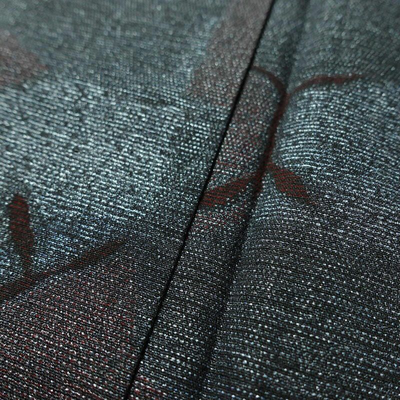 アンティーク着物 しつけ糸付き 正絹 幾何学柄・抽象柄 袷仕立て 身丈149cm 裄丈65cm 青・紺_画像8