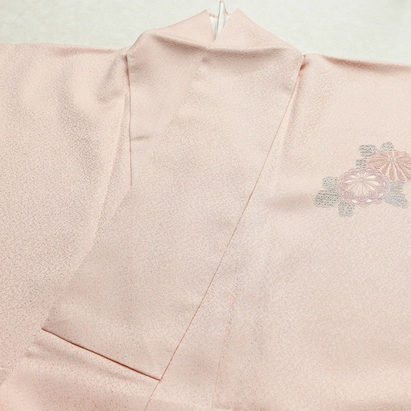 付け下げ 美品 スワトウ刺繍 相良刺繍 正絹 花柄 袷仕立て 身丈163cm 裄丈66cm 刺繍 ピンク_画像17