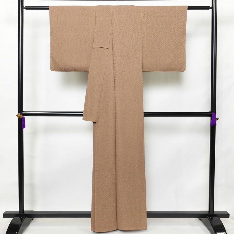 色無地 正絹 ふくれ織 無地 袷仕立て 身丈160.5cm 裄丈64cm 一部しつけ糸付き 茶_画像2
