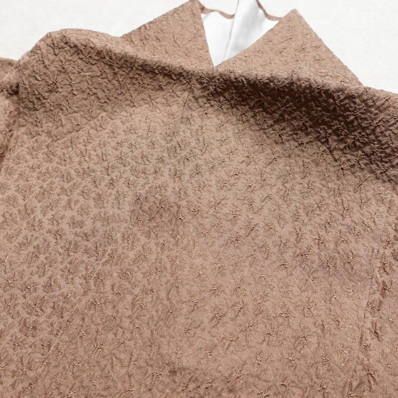 色無地 正絹 ふくれ織 無地 袷仕立て 身丈160.5cm 裄丈64cm 一部しつけ糸付き 茶_画像16