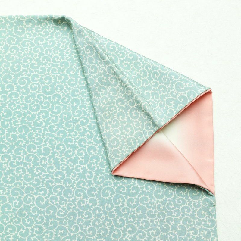 小紋 縮緬 総柄 正絹 木の葉・植物柄 袷仕立て 身丈158cm 裄丈64.5cm 緑・うぐいす色_画像13