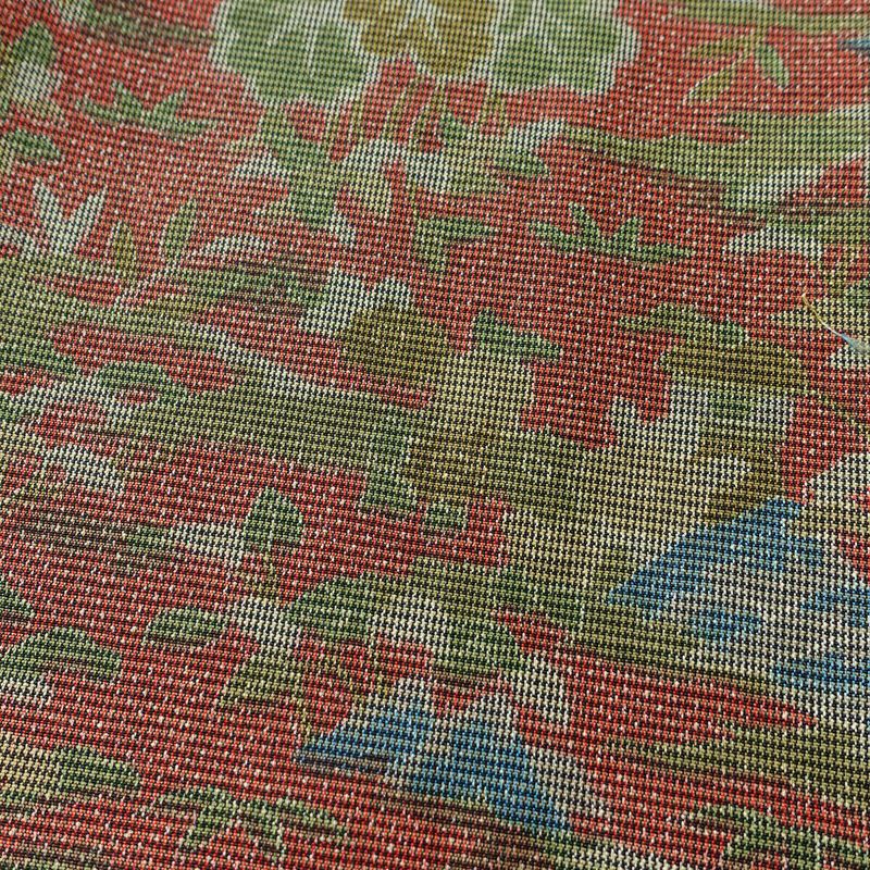 紬 正絹 風景柄 袷仕立て 身丈158.5cm 裄丈64cm 一部しつけ糸付き 着物 赤・朱_画像6