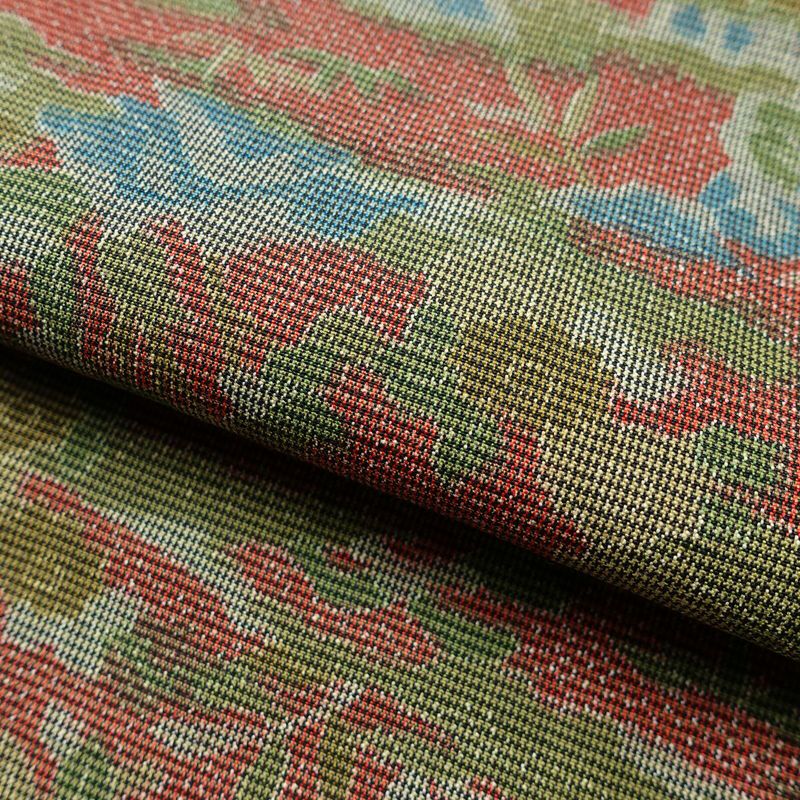 紬 正絹 風景柄 袷仕立て 身丈158.5cm 裄丈64cm 一部しつけ糸付き 着物 赤・朱_画像20