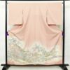 色留袖 正絹 古典柄 袷仕立て 身丈157.5cm 裄丈67cm 共八掛 フォーマル 着物 菊 七宝 波 ピンク_画像1