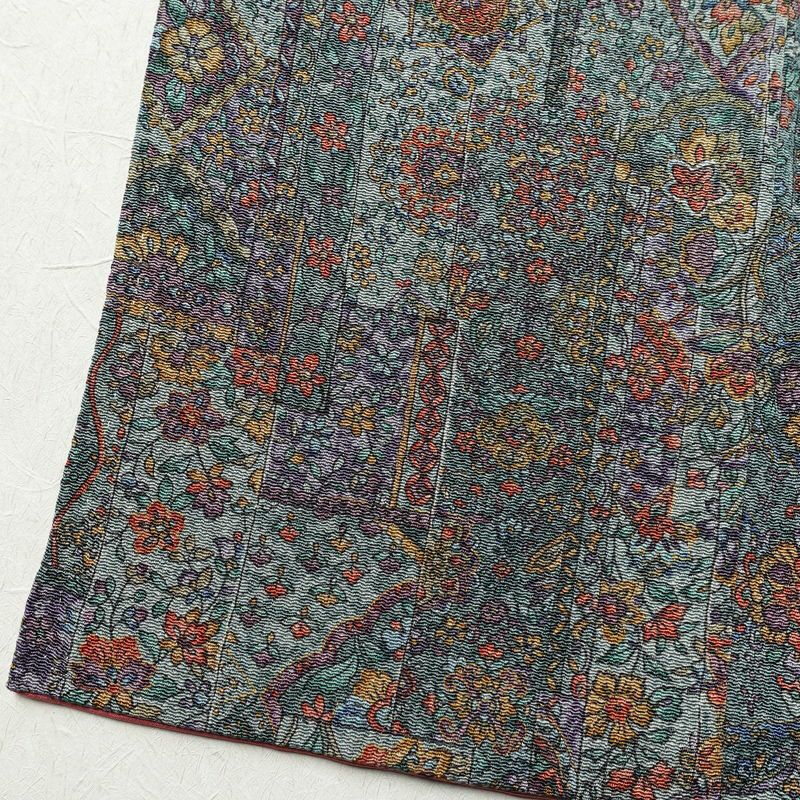 小紋 良品 縮緬 総柄 正絹 幾何学柄・抽象柄 袷仕立て 身丈159cm 裄丈65cm 着物 緑・うぐいす色_画像12