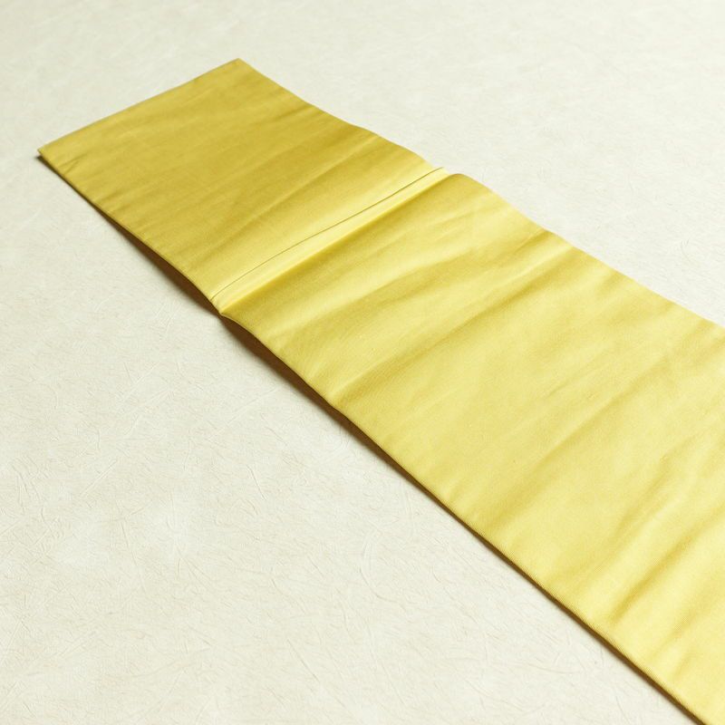 名古屋帯 ふくれ織 太鼓柄 正絹 花柄 名古屋仕立て 箔 帯 黄・黄土色_画像14