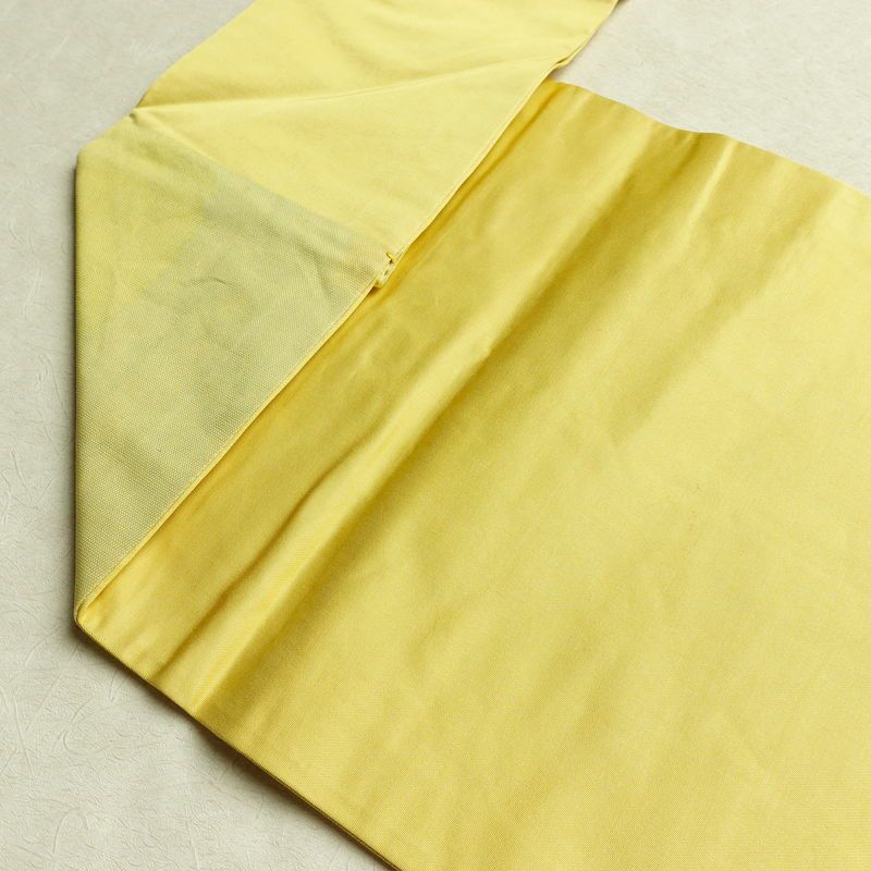 名古屋帯 ふくれ織 太鼓柄 正絹 花柄 名古屋仕立て 箔 帯 黄・黄土色_画像19