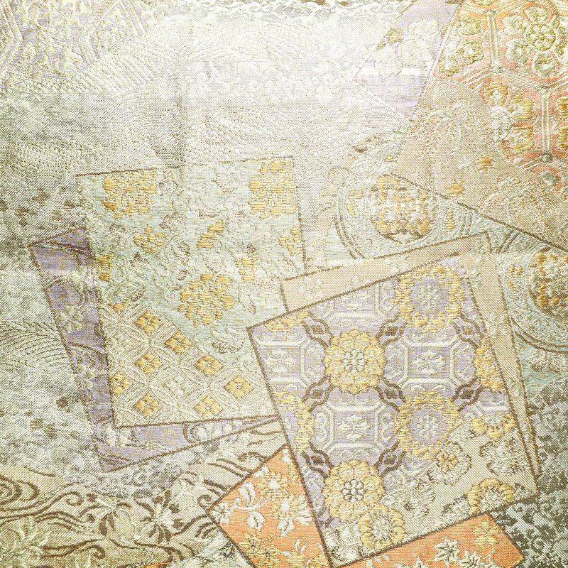 袋帯 六通柄 フォーマル用 正絹 幾何学柄・抽象柄 金糸 帯 金・銀_画像2