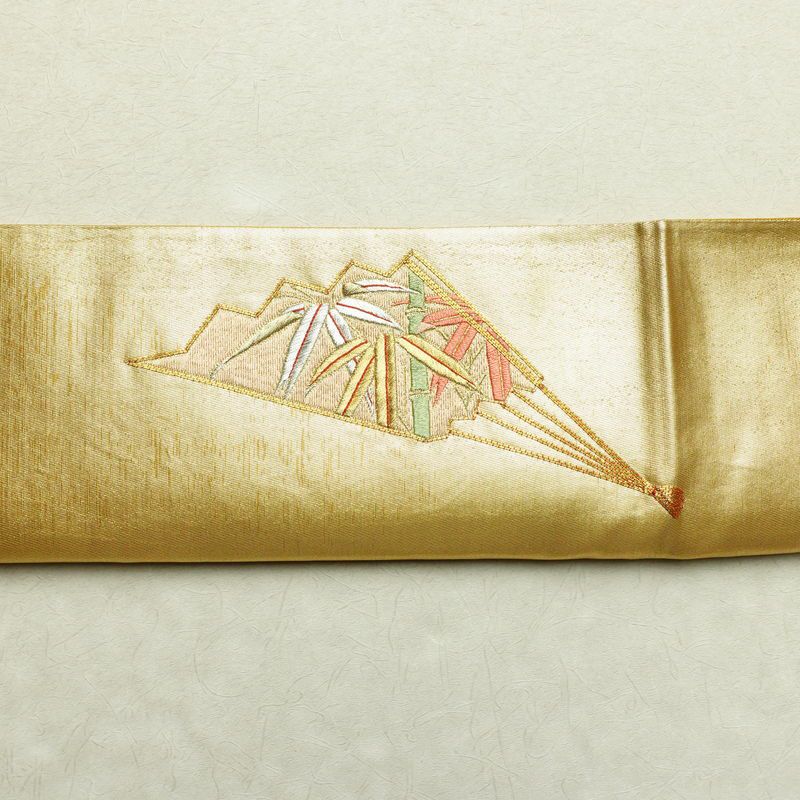 袋帯 太鼓柄 金駒刺繍 フォーマル用 正絹 古典柄 刺繍 帯 扇子 金・銀_画像15