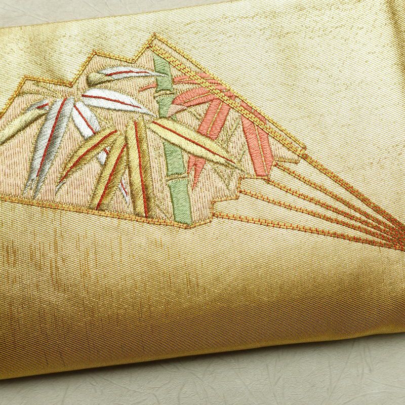 袋帯 太鼓柄 金駒刺繍 フォーマル用 正絹 古典柄 刺繍 帯 扇子 金・銀_画像16
