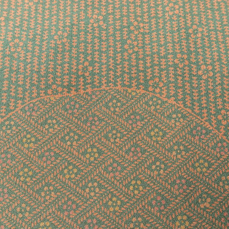 訪問着 六谷博臣 江戸小紋 良品 落款入り 縮緬 江戸小紋 正絹 古典柄 袷仕立て 身丈161cm 裄丈66.5cm 共八掛 着物 緑・うぐいす色_画像6