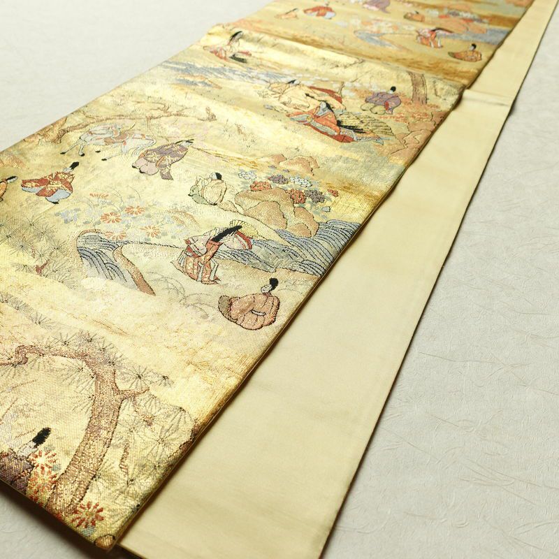 袋帯 六通柄 フォーマル用 正絹 人物・動物柄 箔 帯 金・銀_画像8