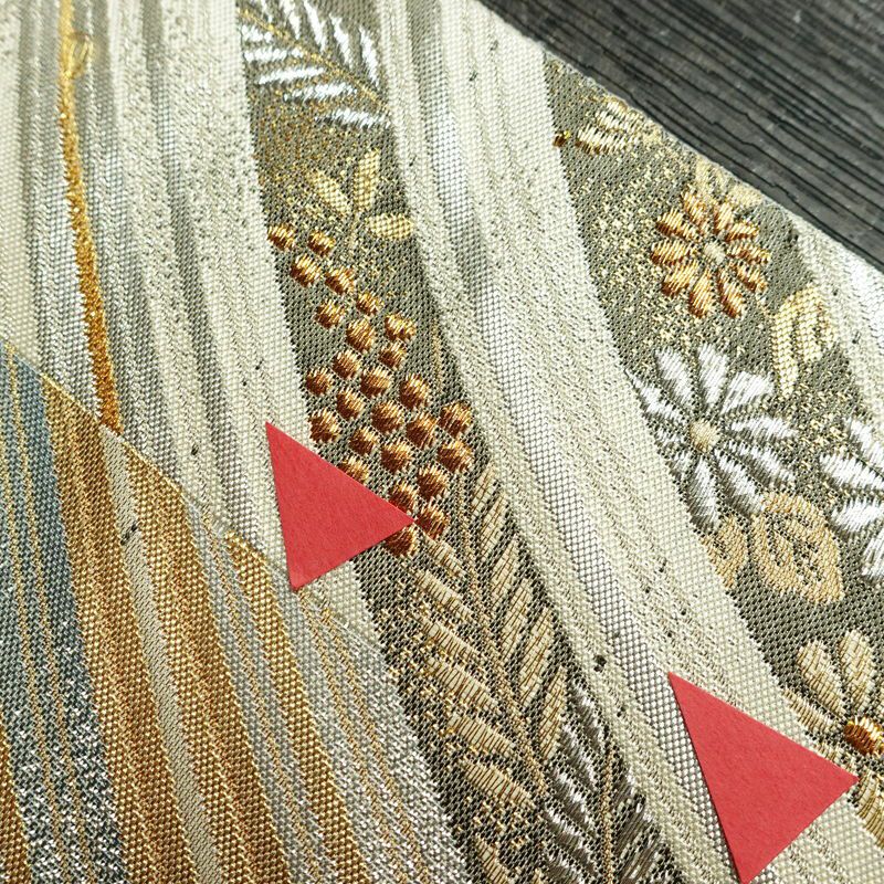 袋帯 六通柄 貴蒔絵 フォーマル用 正絹 古典柄 箔 金糸 銀糸 帯 クリーム_画像13