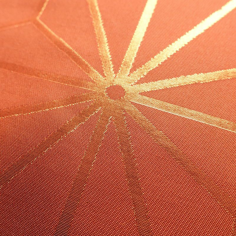 名古屋帯 六通柄 良品 正絹 麻の葉柄 名古屋仕立て 箔 帯 橙_画像3