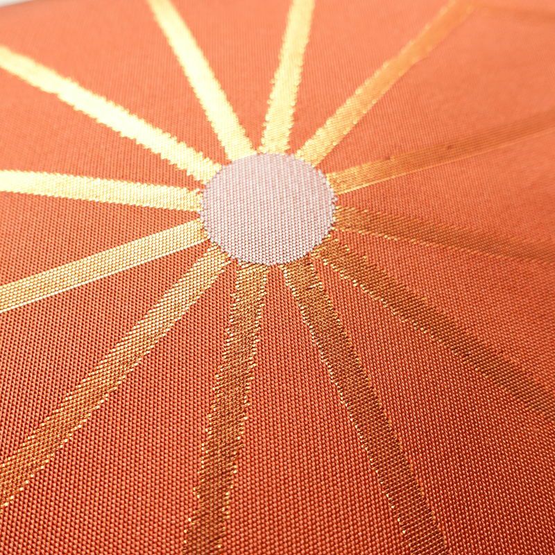 名古屋帯 六通柄 良品 正絹 麻の葉柄 名古屋仕立て 箔 帯 橙_画像4