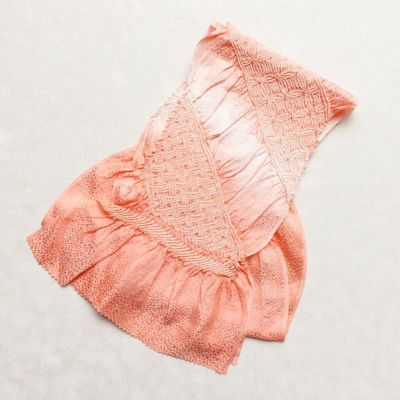 帯揚げ 美品 絞り 正絹 古典柄 和装小物 ぼかし ピンク