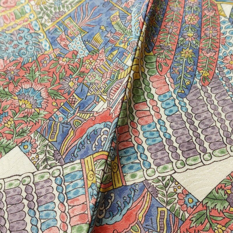 小紋 良品 正絹 幾何学柄・抽象柄 袷仕立て 身丈168cm 裄丈69cm 着物 多色使い_画像2