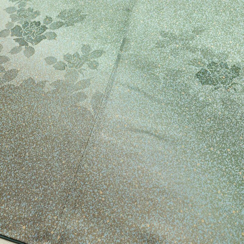 付け下げ 良品 正絹 花柄 袷仕立て 身丈156cm 裄丈65cm フォーマル 着物 緑・うぐいす色_画像12