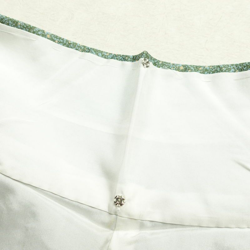 付け下げ 良品 正絹 花柄 袷仕立て 身丈156cm 裄丈65cm フォーマル 着物 緑・うぐいす色_画像19