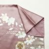 訪問着 良品 綸子 正絹 花柄 袷仕立て 身丈158.5cm 裄丈65cm 箔 フォーマル 着物 紫・藤色_画像15