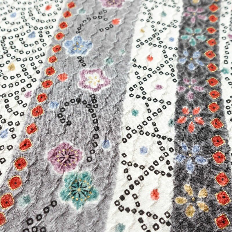 小紋 美品 ふくれ織 総柄 正絹 縞柄・線柄 袷仕立て 身丈152.5cm 裄丈64.5cm 一部しつけ糸付き 金彩 着物 古典柄 多色使い_画像6