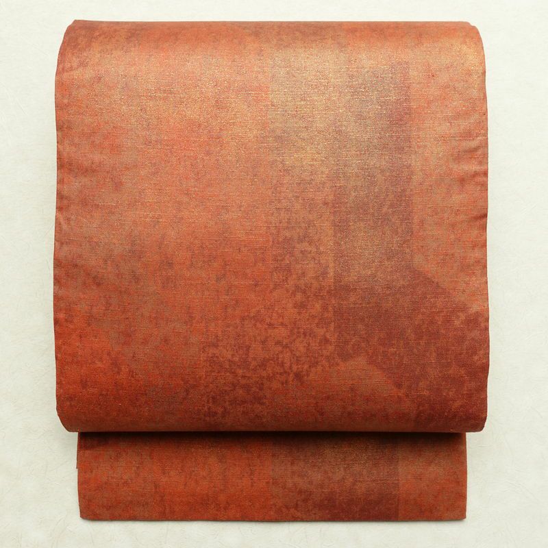 袋帯 全通柄 美品 フォーマル用 正絹 幾何学柄・抽象柄 箔 橙_画像1