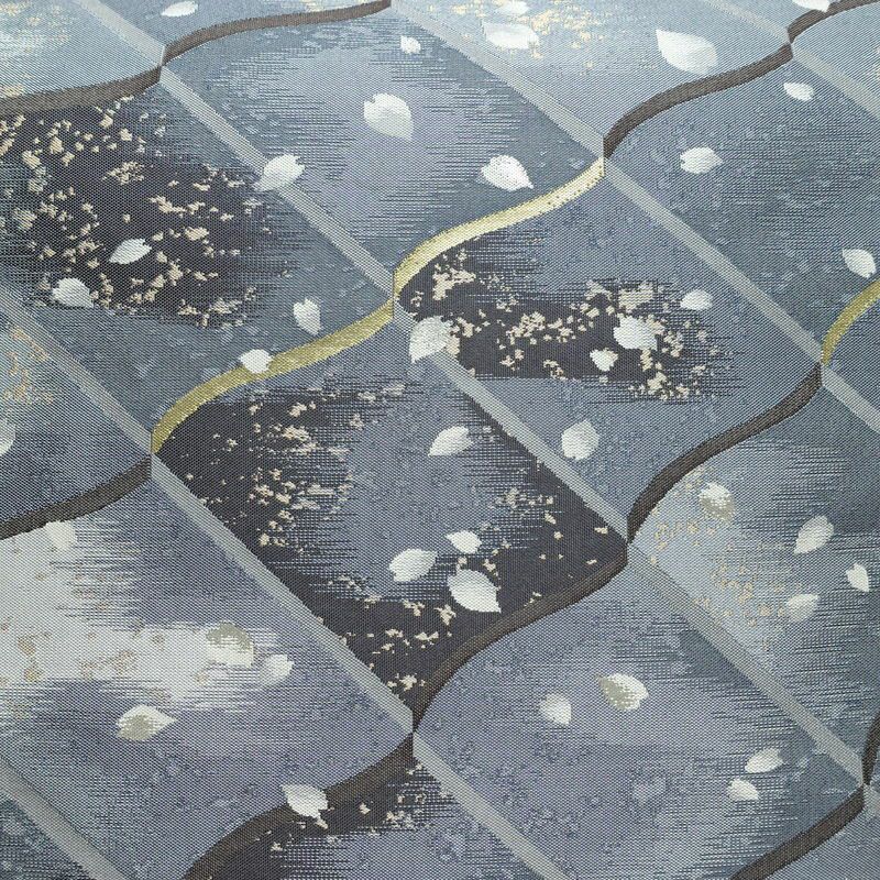 袋帯 六通柄 美品 フォーマル用 正絹 古典柄 金糸 銀糸 帯 桜 花びら 青・紺_画像2