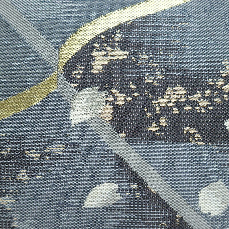 袋帯 六通柄 美品 フォーマル用 正絹 古典柄 金糸 銀糸 帯 桜 花びら 青・紺_画像3