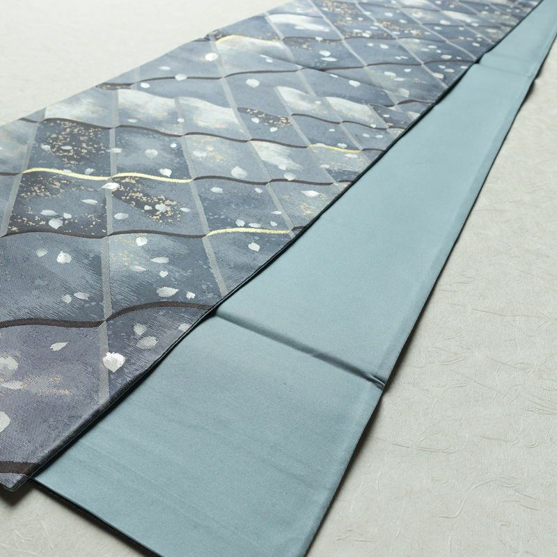 袋帯 六通柄 美品 フォーマル用 正絹 古典柄 金糸 銀糸 帯 桜 花びら 青・紺_画像8