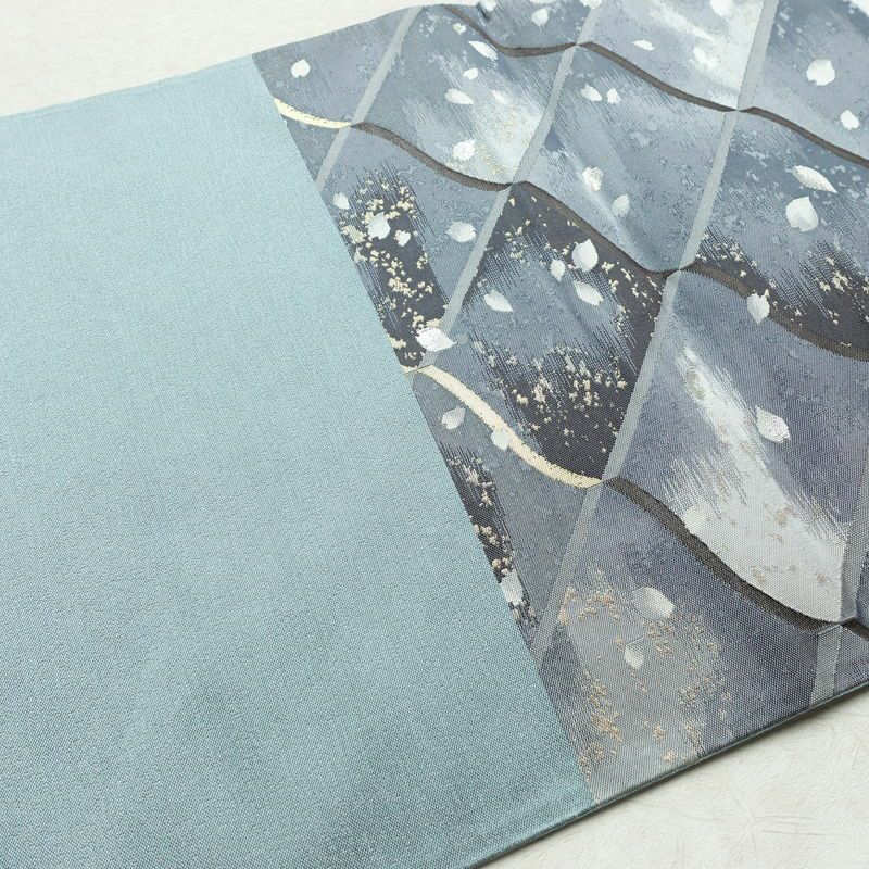 袋帯 六通柄 美品 フォーマル用 正絹 古典柄 金糸 銀糸 帯 桜 花びら 青・紺_画像16