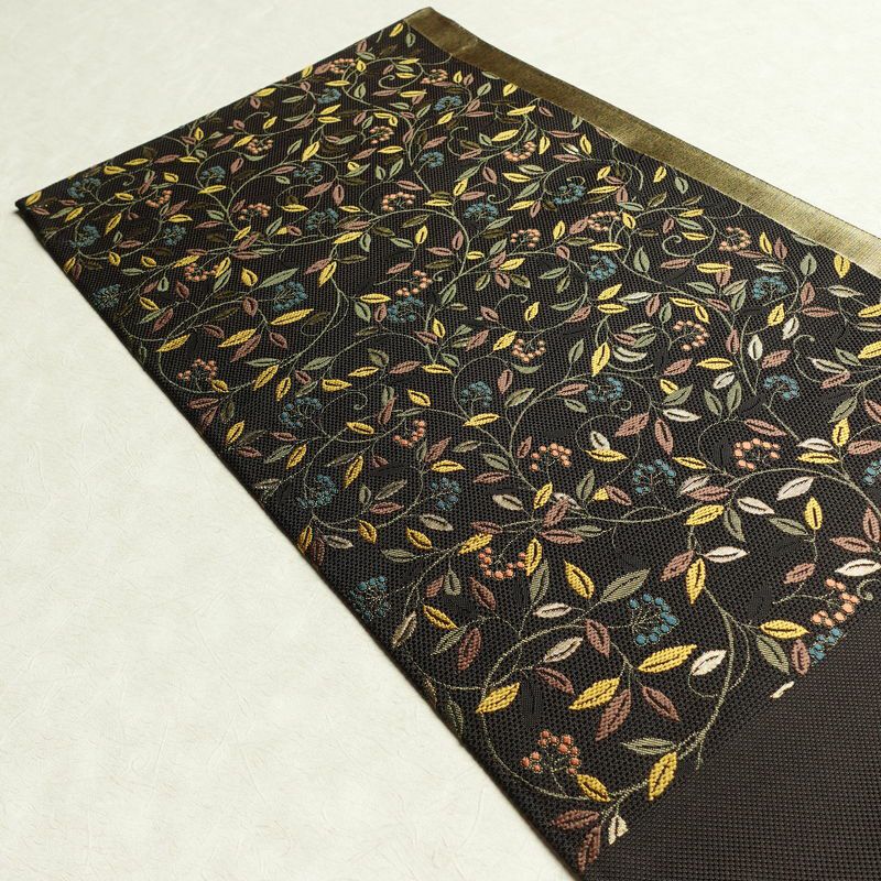 袋帯 六通柄 良品 綾織 一般用 正絹 木の葉・植物柄 茶_画像18