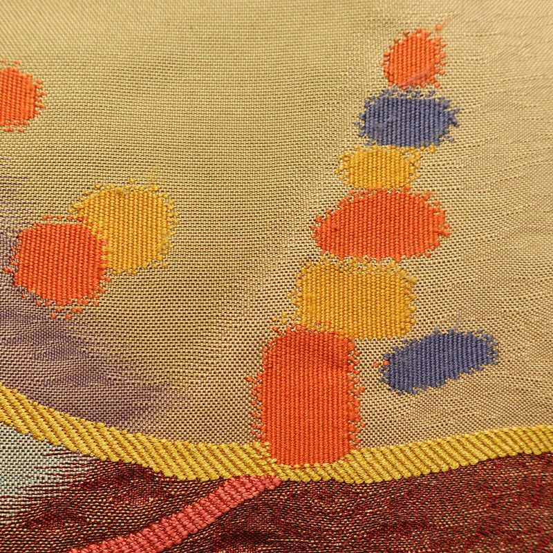 袋帯 太鼓柄 一般用 正絹 幾何学柄・抽象柄 帯 黄・黄土色_画像4