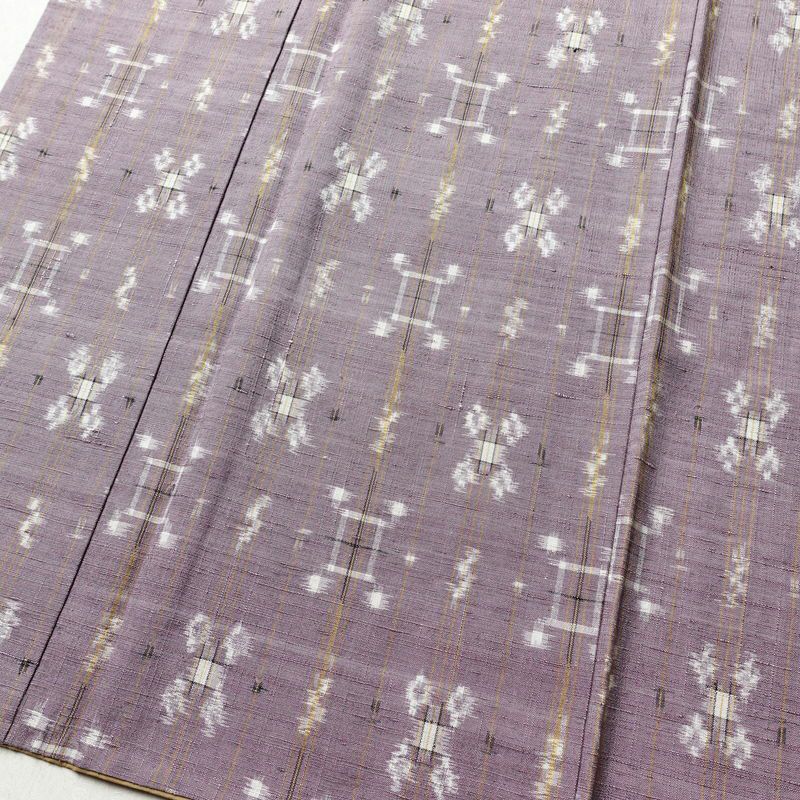 紬 正絹 幾何学柄・抽象柄 袷仕立て 身丈158.5cm 裄丈64cm 紫・藤色_画像4