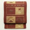 袋帯 ふくれ織 六通柄 良品 一般用 正絹 古典柄 橙_画像1