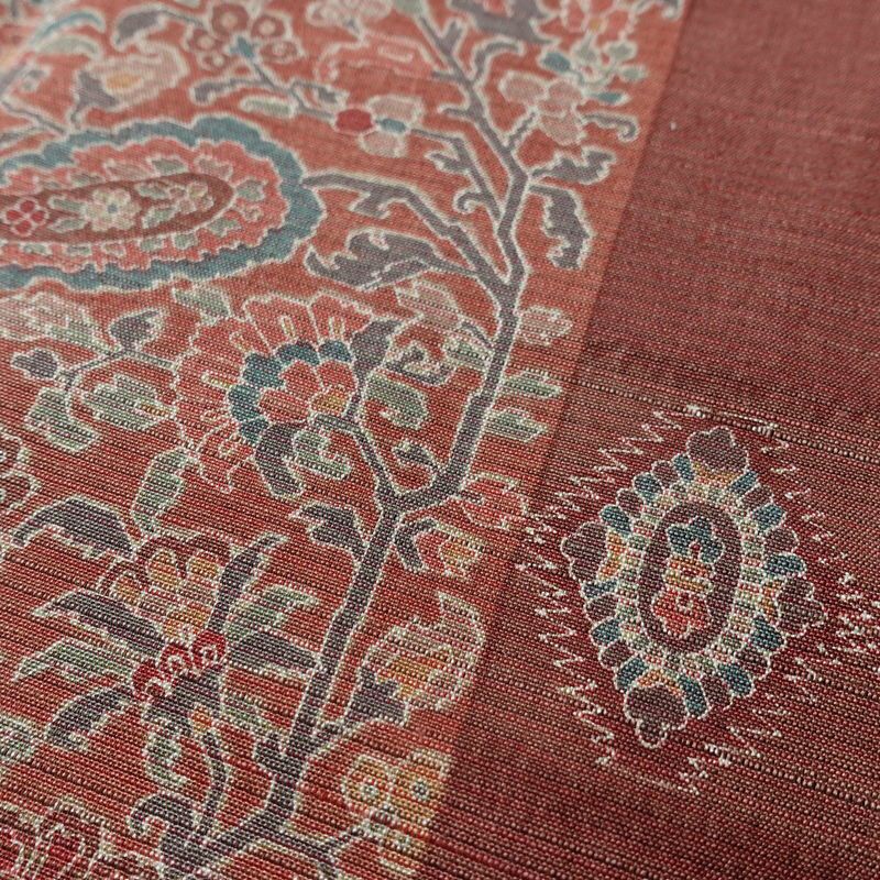 小紋 紬地 美品 胴抜き仕立て しつけ糸付き 正絹 幾何学柄・抽象柄 身丈165cm 裄丈67cm 茶_画像7