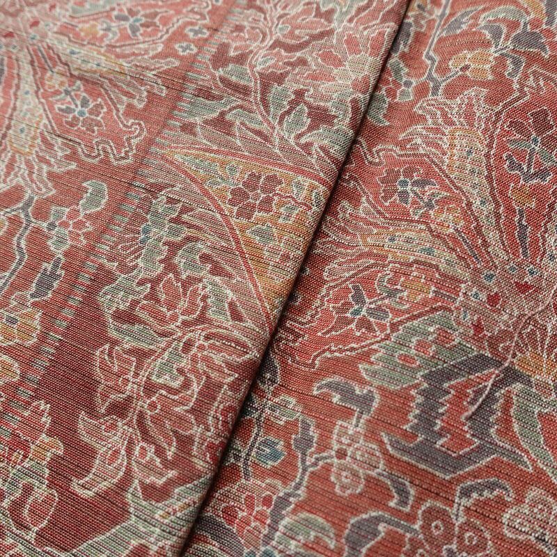 小紋 紬地 美品 胴抜き仕立て しつけ糸付き 正絹 幾何学柄・抽象柄 身丈165cm 裄丈67cm 茶_画像8