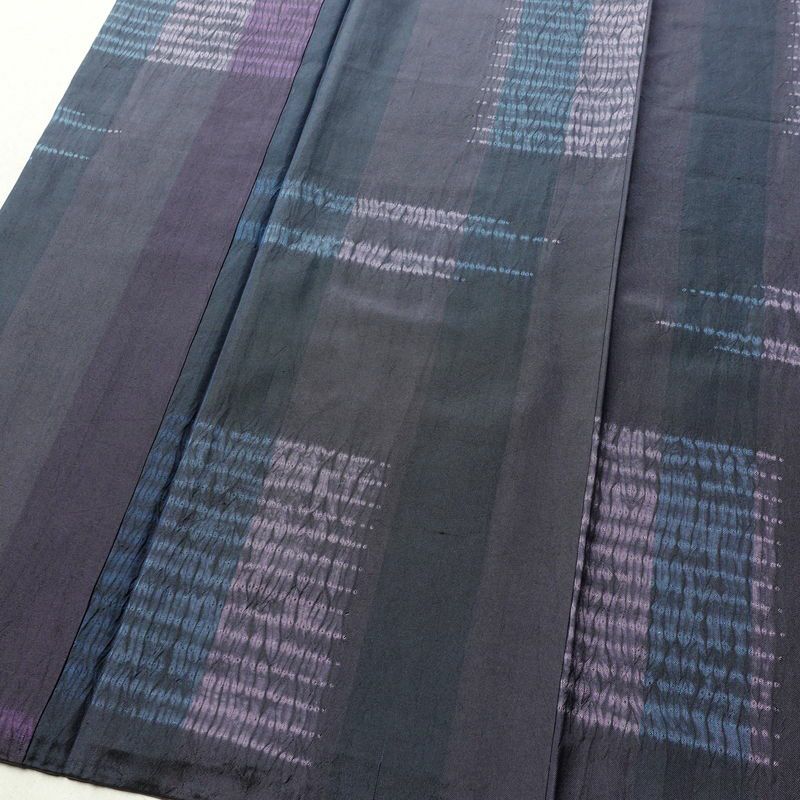 大島紬 証紙あり 絞り 正絹 縞柄・線柄 袷仕立て 身丈162cm 裄丈67cm 青・紺_画像4