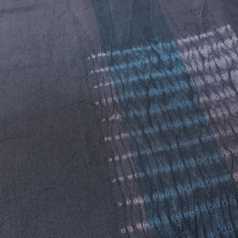 大島紬 証紙あり 絞り 正絹 縞柄・線柄 袷仕立て 身丈162cm 裄丈67cm 青・紺_画像6