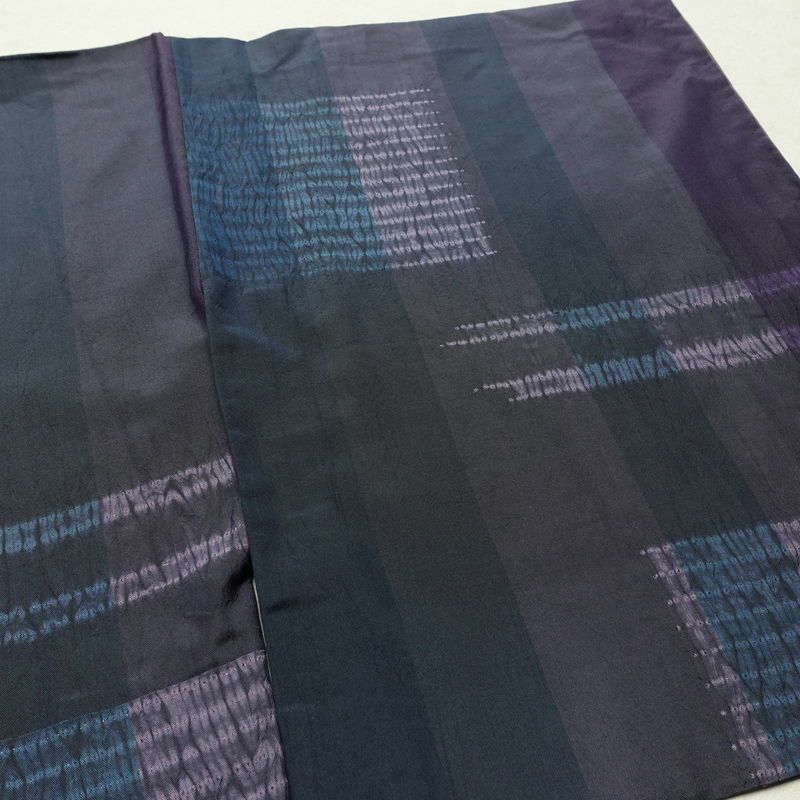 大島紬 証紙あり 絞り 正絹 縞柄・線柄 袷仕立て 身丈162cm 裄丈67cm 青・紺_画像14