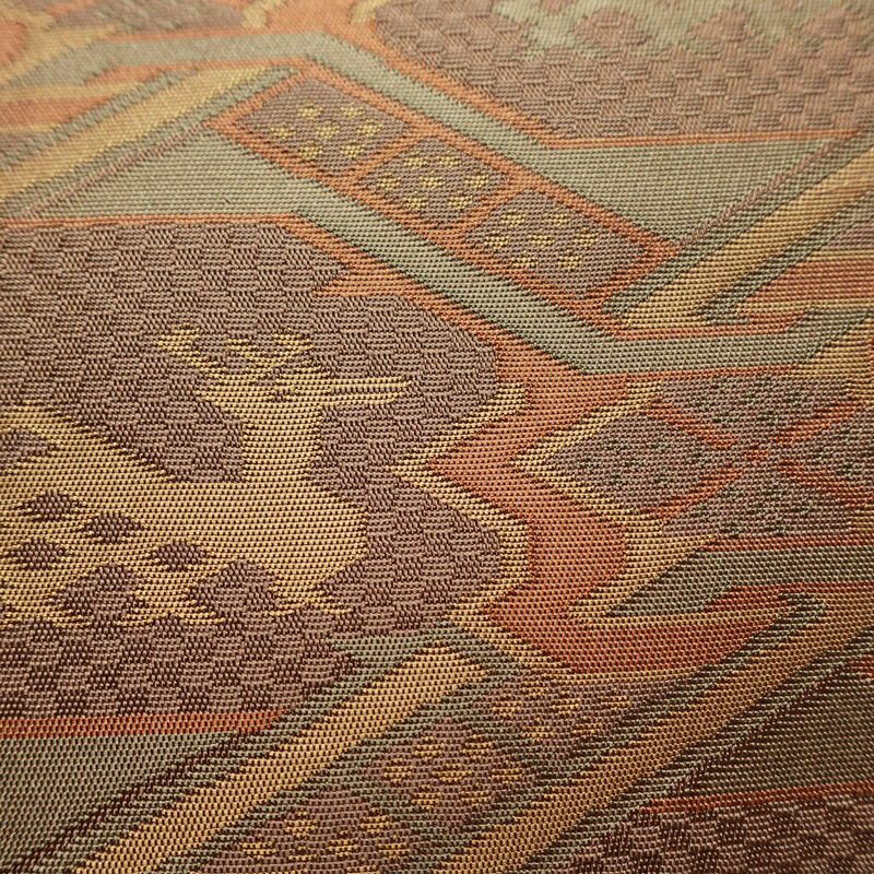 袋帯 六通柄 一般用 正絹 人物・動物柄 茶_画像4