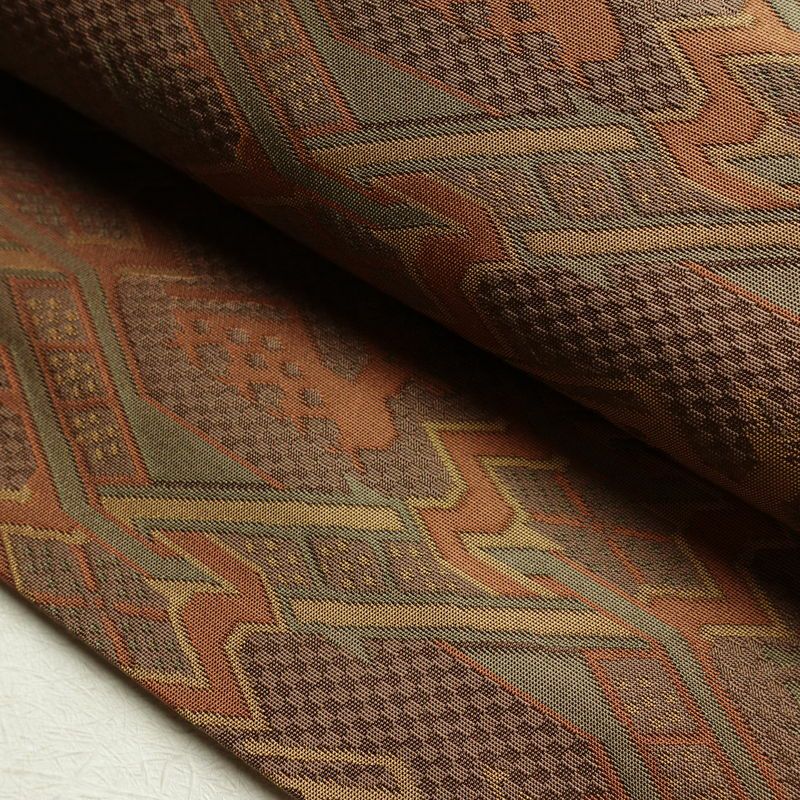 袋帯 六通柄 一般用 正絹 人物・動物柄 茶_画像7