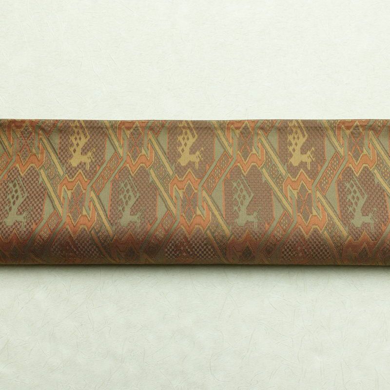 袋帯 六通柄 一般用 正絹 人物・動物柄 茶_画像14