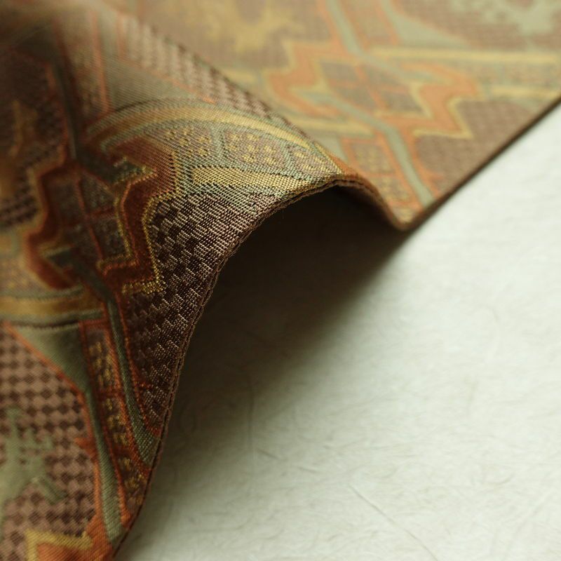 袋帯 六通柄 一般用 正絹 人物・動物柄 茶_画像21