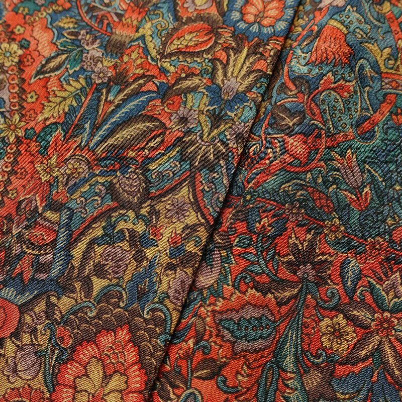 小紋 美品 しつけ糸付き 縮緬 総柄 正絹 幾何学柄・抽象柄 袷仕立て 身丈168cm 裄丈67cm 赤・朱_画像9