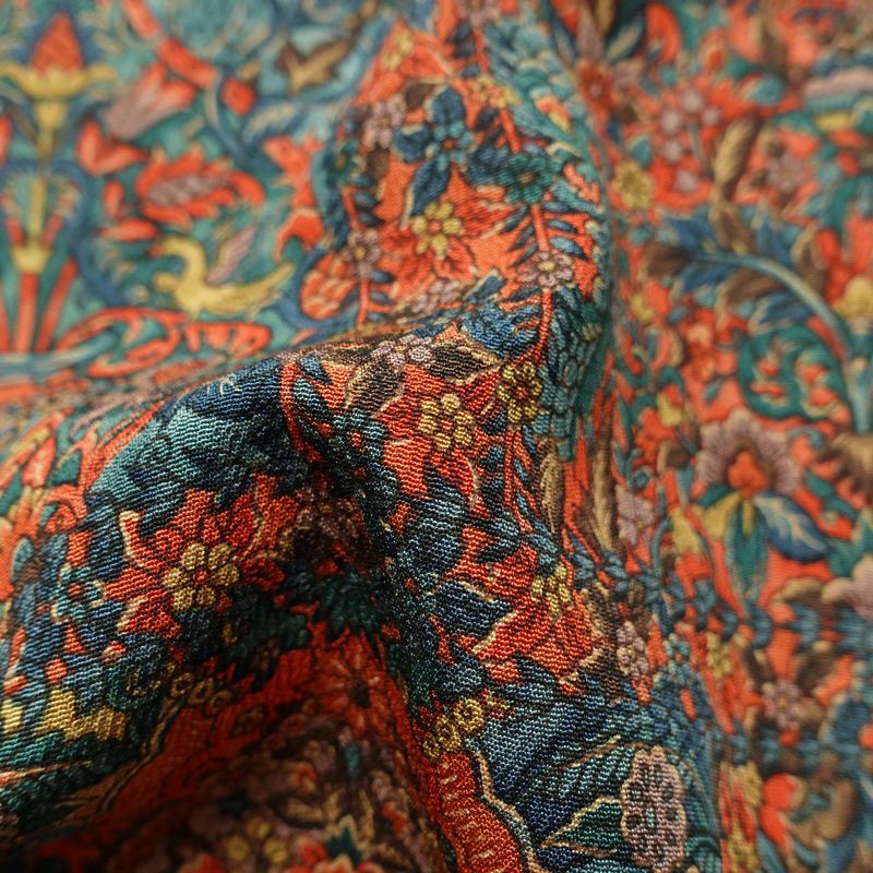 小紋 美品 しつけ糸付き 縮緬 総柄 正絹 幾何学柄・抽象柄 袷仕立て 身丈168cm 裄丈67cm 赤・朱_画像21