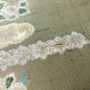 訪問着 良品 三猿 紬地 正絹 花柄 袷仕立て 身丈162.5cm 裄丈66cm 箔 一部しつけ糸付き 金彩 緑・うぐいす色_画像9