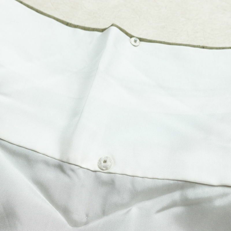 訪問着 良品 三猿 紬地 正絹 花柄 袷仕立て 身丈162.5cm 裄丈66cm 箔 一部しつけ糸付き 金彩 緑・うぐいす色_画像19