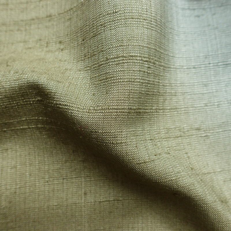 訪問着 良品 三猿 紬地 正絹 花柄 袷仕立て 身丈162.5cm 裄丈66cm 箔 一部しつけ糸付き 金彩 緑・うぐいす色_画像21